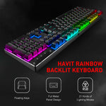 Havit Mechanical Gaming Keyboard and Mouse Combo Blue Switch 104 Keys Rainbow Backlit Keyboard, 4800 DPI 7 Button Mouse Wired - electronicshypermarket