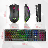 Havit Mechanical Gaming Keyboard and Mouse Combo Blue Switch 104 Keys Rainbow Backlit Keyboard, 4800 DPI 7 Button Mouse Wired - electronicshypermarket