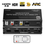 Mini 2x1 4K HDMI Switch Audio Extractor With ARC & Optical Toslink  & HDMI 2.0