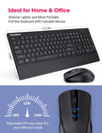 Wireless Keyboard and Mouse Combo 104-Keys Keyboard with Chiclet Keys Palm Rest and Mouse for computer