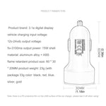 3.1A LED Display USB Phone Charger Car-Charger for Apple and Android Devices - electronicshypermarket