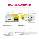 LCD Mini Projector, Built-in Battery, Speaker, 1080P, 600 Lumens,