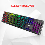 Havit Mechanical Gaming Keyboard and Mouse Combo Blue Switch 104 Keys Rainbow Backlit Keyboard, 4800 DPI 7 Button Mouse Wired - electronicshypermarket