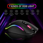 Havit Mechanical Gaming Keyboard and Mouse Combo Blue Switch 104 Keys Rainbow Backlit Keyboard, 4800 DPI 7 Button Mouse Wired - electronicshypermarket