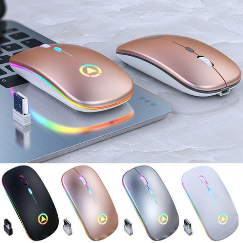 Wireless Optical Mice RGB Bluetooth 5.0 Ergonomic Silent Rechargeable PC Laptop - electronicshypermarket