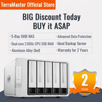 TerraMaster F5-221 NAS 5-Bay Cloud Storage Intel Dual Core 2.0GHz Plex Media Server Network Storage (Diskless) - electronicshypermarket