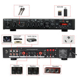 5 channel Power Amplifier LCD Display Audio HiFi 800W 220V-240V 50Hz  with  FM Radio,  SD/USB 2 Microphone and Bluetooth  5.0 - electronicshypermarket