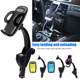 Adjustable Phone & GPS  Holder With Dual USB charging ports Connection Auxiliary Power Outlet - electronicshypermarket