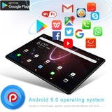 10.1 Inch Android 9.0 Tablet: Quad Core, Dual SIM Cards, 2GB RAM 32GB ROM WiFi, Bluetooth, GPS