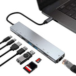 USB Docking Station 8 in 1 Type-C to 4K HDMI-RJ45 SD,TF PD Charger - electronicshypermarket