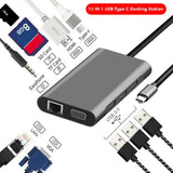 10 in 1 USB C HUB Station HDMI-compatible, VGA, 3.5mm, PD Quick Charger Splitter for Laptop, PC, Phone - electronicshypermarket
