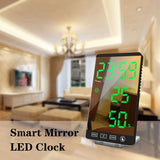 3 In 1 LED Mirror Alarm Clock LCD Display With Temperature/Humidity - electronicshypermarket