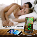 3 In 1 LED Mirror Alarm Clock LCD Display With Temperature/Humidity - electronicshypermarket