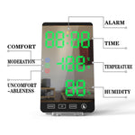 3 In 1 LED Mirror Alarm Clock LCD Display With Temperature/Humidity - electronicshypermarket