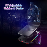 Gaming  Six Fan Laptop Cooler Stand  with Two USB Ports  &  RGB for Laptops 12-21 inch - electronicshypermarket