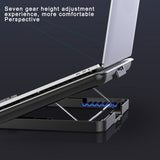 Laptop Metal Cooler Stand with Silent Fan & Two USB Ports for  12-17 Inch Laptops