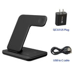 3in 1 Qi Fast Wireless Charger Stand 15W Max