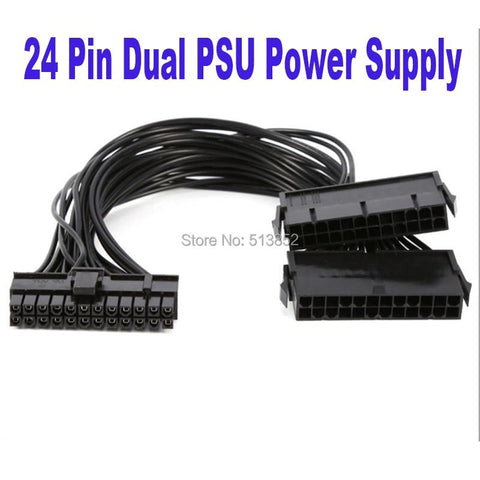 24 Pin Dual PSU Power Supply Extension Cable
