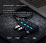 USB-3.0 7 & 4 port hub, equipped with separate on/off switches & lights