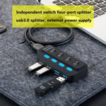 USB-3.0 7 & 4 port hub, equipped with separate on/off switches & lights