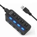 USB-3.0 7 & 4 port hub, equipped with separate on/off switches & lights