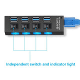 USB-3.0 7 & 4 port hub, equipped with separate on/off switches & lights