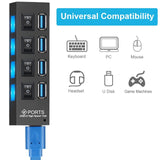 USB-3.0 7 & 4 port hub, equipped with separate on/off switches & lights