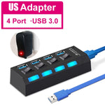 USB-3.0 7 & 4 port hub, equipped with separate on/off switches & lights