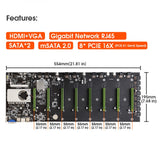 BTC-D37 Miner Motherboard with  8 Video Card Slots, DDR3 Memory and  Integrated VGA graphics interface